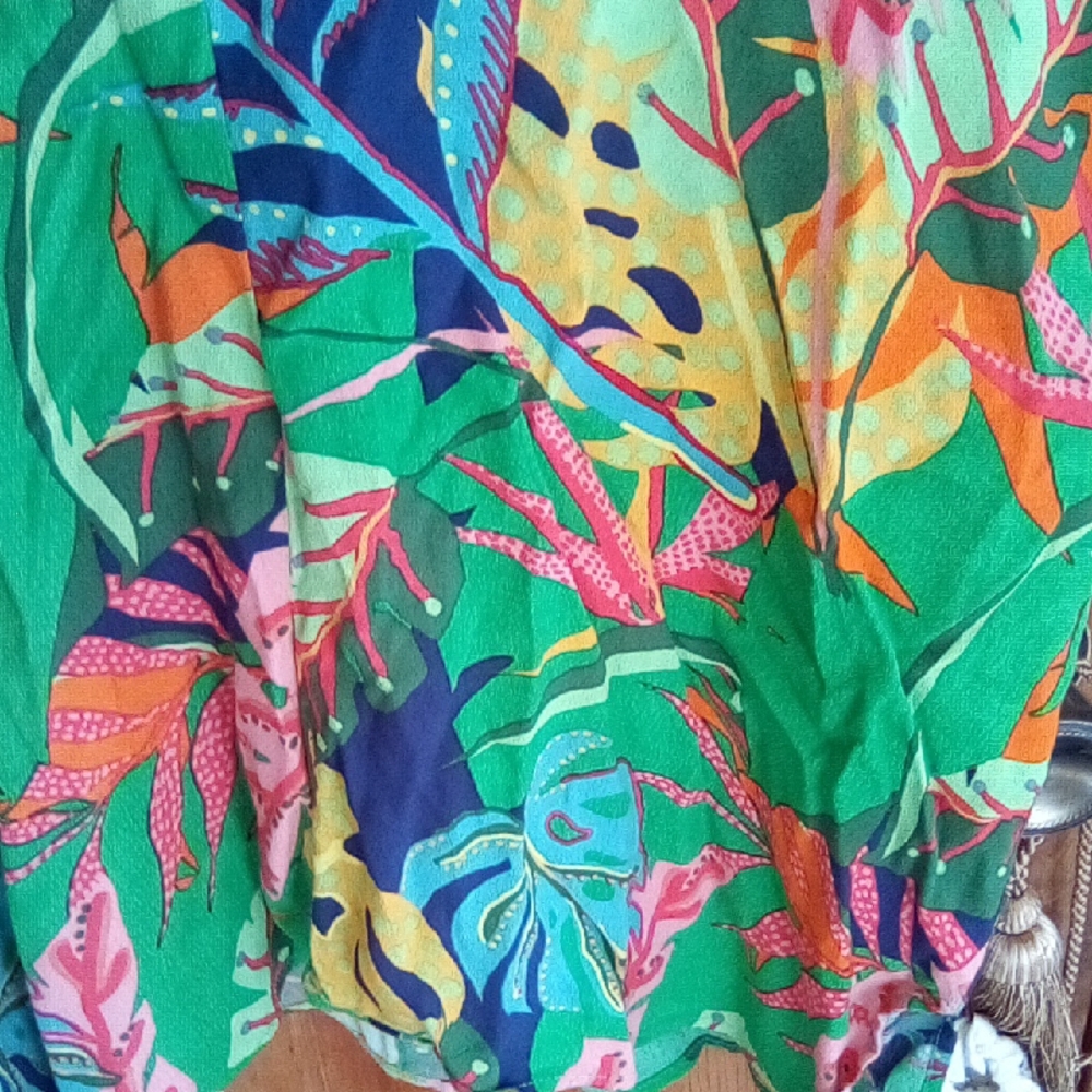 Karlie Green Multicolor Tropical Print Blouse - Picture 6 of 10